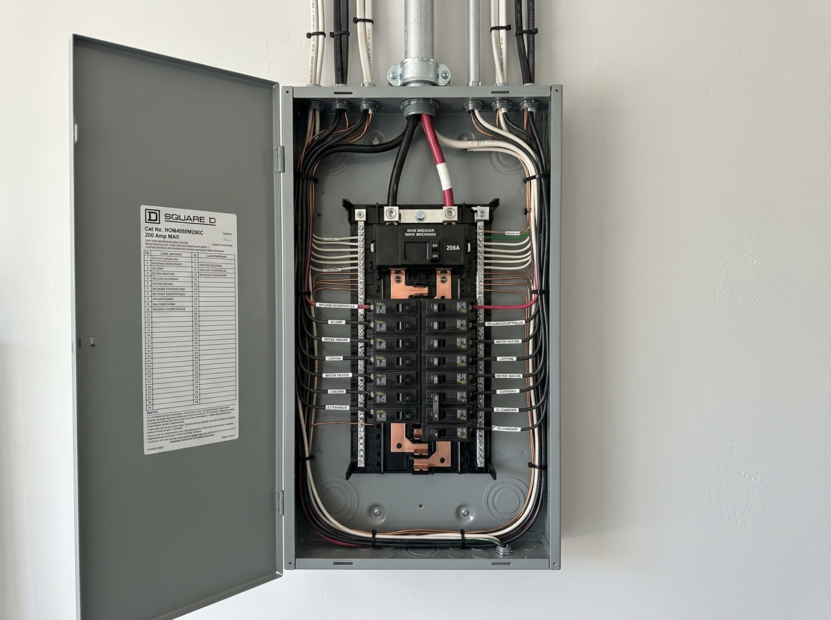 Upgraded 200 amp breaker electrical panel installation in Ajax home by DJ Sparks Electrical Contractors Inc