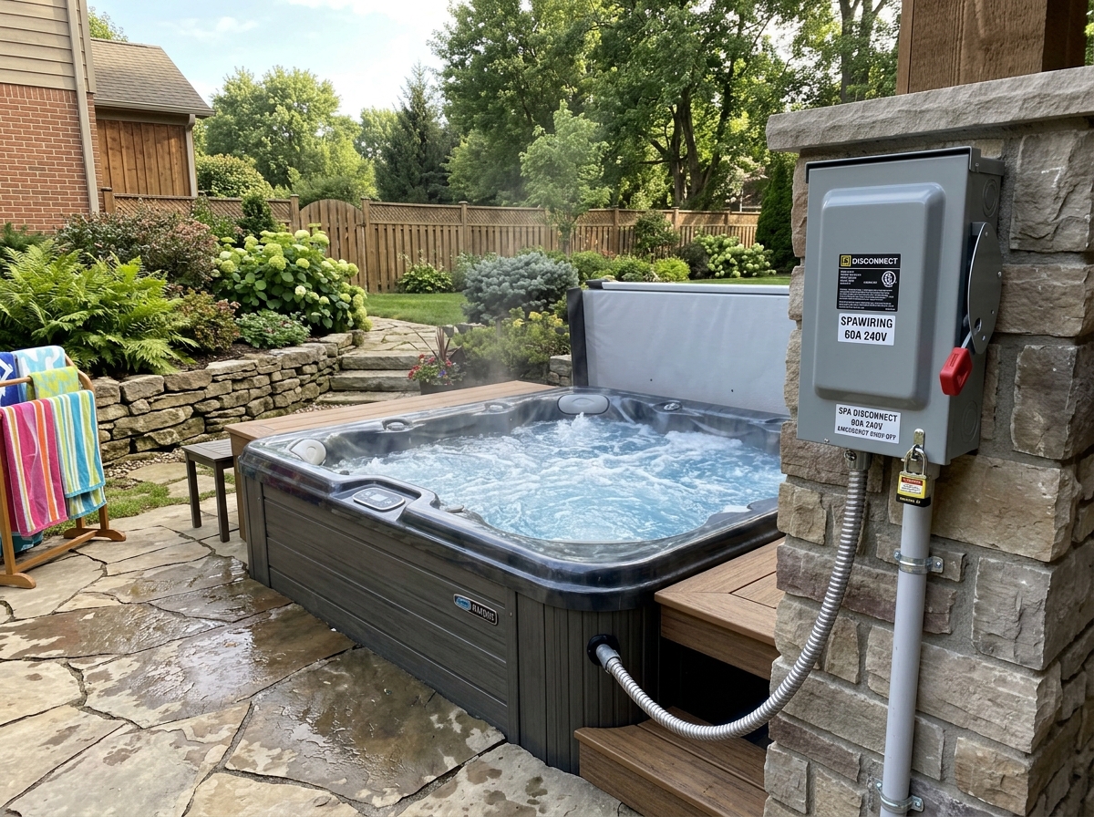 Outdoor GFCI electrical disconnect box for hot tub in Ajax by DJ Sparks Electrical Contractors Inc
